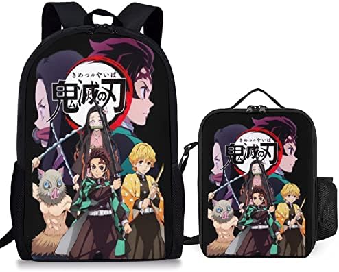 CWIXNAO Anime Fãs de mochilas para meninos e meninas, lazer de lazer impresso de 3 peças com lancheira com lancheira