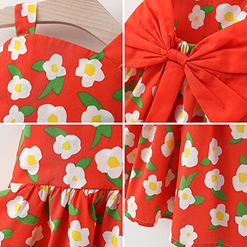 Bebê menina vestido de verão floral bowknot backless princesa festa de aniversário da criança mangas vestido de flores com chapéu de palha