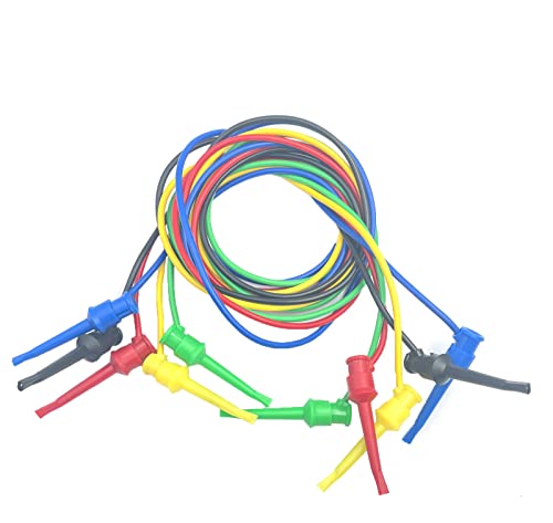 5pcs 5 cores O teste de silicone leva a minigrabber a minigrabber chumbo de teste clipes de gancho de teste cabos fios de teste