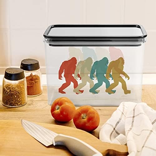 Bigfoot silhueta Retro de armazenamento de artes pop de bigfoot Caixa plástica transparente com tampas de caixas reutilizáveis ​​para lanches de cereais de cozinha Dry Food Jelly Beans