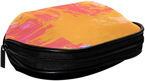 Saco de higiene pessoal pendurado de viagem, organizador de maquiagem portátil, suporte de cosméticos para pincéis, abstrato de arte -tinta padrão de laranja rosa