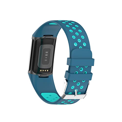EIEUUK 3PCS Bandas esportivas compatíveis com Fitbit Charge 5 Acessório Smartwatch, costura de fivela de metal color