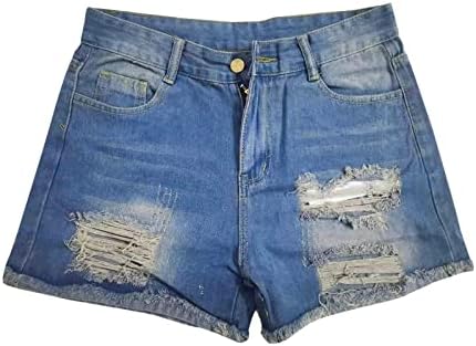 Shorts de jeans femininos de verão casual de cintura alta shorts de férias angustiados shorts praia lounge short elástico confortável