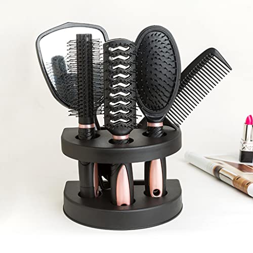 Quul 5 PCs Salon Styling Conjunto de mulheres Viagem de maquiagem Adultos escova de cabelo com suporte para home portátil Antiestatic Combs Tool Tool