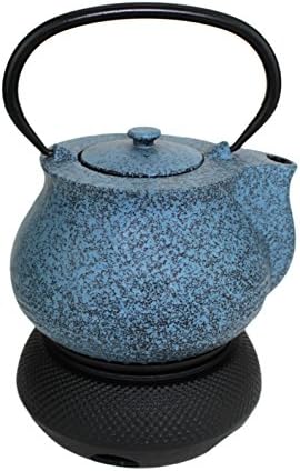 Tire de ferro com ferro com mais quente ~ Antigo japonês 24 fl oz azul escuro Tetsubin com infusador com proa de presente ~ Pagamos