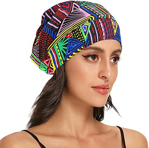 Skull Cap boné Sleep Work Hat Bonnet Beanies for Women Rainbow listrado Bohemian Vintage Sleeping Bap Hat Working Hair Headwear