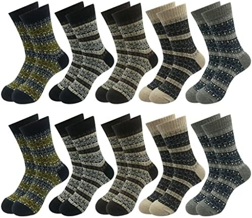 Jieseing 10 pares/lote de lã Socks Men Crew casual inverno quente cashmere meias confortável presente masculino para o marido pai