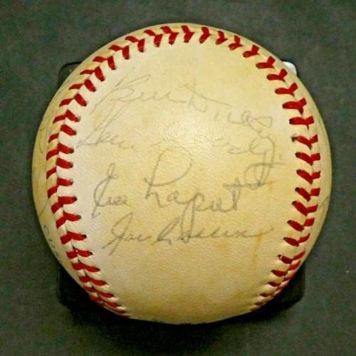 Joe DiMaggio Ford Gomez Dickey Slaughter Mize assinado beisebol com letra JSA completa - Bolalls autografados