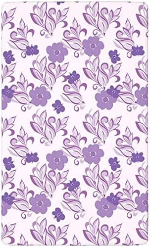 Folhas de mini berço com temas violeta, lençóis de berço portáteis lençóis de colchão de colchão para meninas meninas, 24 x38, pálido