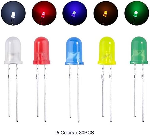 Elegoo 3mm e 5mm difusos e claros kit LED 5 cores pacote de 600 compatíveis com arduino