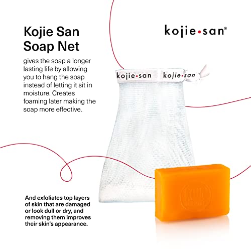 Kojie San Face & Body Soap com rede de sabão incluída - 6 barras de sabonete Kojie San Skin Skining Kojic 135g e Soap Soap Authentic