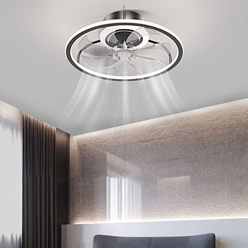 Luzes de teto do ventilador moderno de LED QULACO 48W Ultra Finable Dimmable Indoor Teto Light com ventiladores Lâmpada de ventilador mudo do quarto com controle remoto Chandelador de montagem de descarga remota