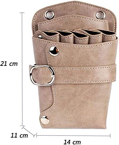 Yuesfz Retro Cowhide Scissor bolsa bolsa de cabeleireiro bolsa Bolsa de rebite com cintura cinto, saco de ferramentas de salão de damasco