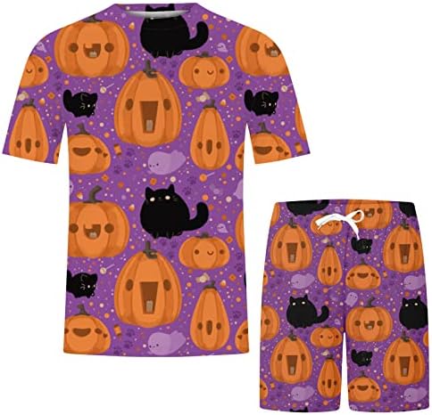 Men's Sport Set Halloween 3D Mangas curtas impressas shorts de camisetas terno de moda camisetas blush tops e calças de moletom