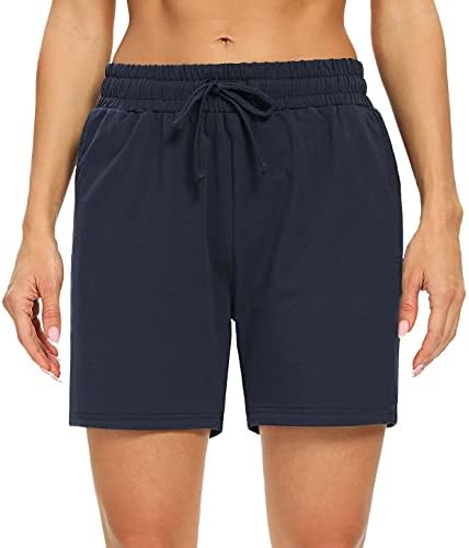 Ullnoy 2-Pack Lounge Sleep shorts para mulheres de cordilhão casual feminino com os bolsos de cintura elástica