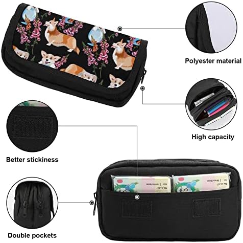 Belray Royal Corgi Lápis Case Bolsa de caneta Organizador de maquiagem portátil Bag de grande capacidade Presente portátil para viagens