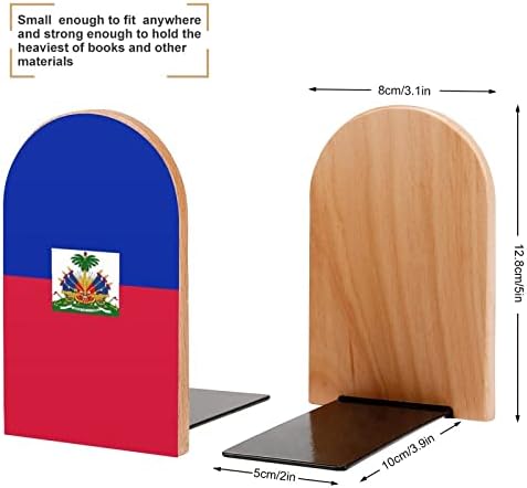 Bandeira de Livros de Livros do Haiti Livro de madeira imprimida decorativa termina para Shelve pack de 1 par