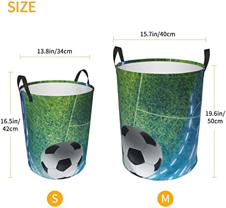 Cesto de lavanderia de bola de futebol cesto redondo cesto de lavanderia com alça para lavanderia de banheiro no quarto