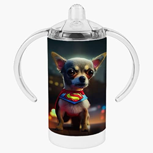 Cão com impressão de cachorro copo - chihuahua impressão bebê copo com canudinho - cup de canudinho engraçado de design