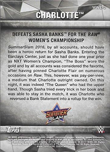 2017 Topps Women's Division Matches and Moments WWE #WWE-2 Charlotte derrota Sasha Banks para o Raw