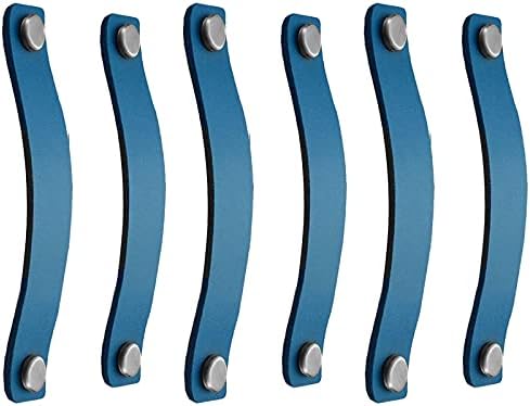 Nuannuan 6 PCs Manunha de couro azul puxa Modernos de armário de armário artesanal de armário de guarda -roupa de guarda