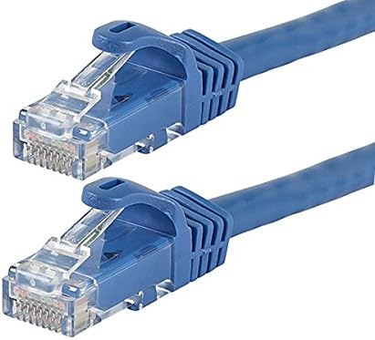 MONOPRICE FLEXBOOT CAT6 Ethernet Patch Cable - Network Internet Cord - RJ45, encalhado, 550MHz, UTP, fio de cobre nua puro, 24AWG, 5 pés, azul