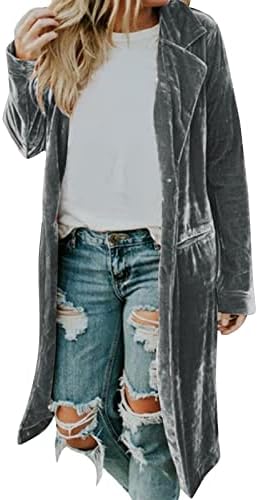 Jackets de inverno feminino Mulher moda casual Veludo solto casaco elástico Longo Outwear Casual Casual Cardigan Pocket