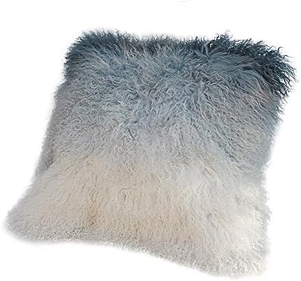 Tampa de almofada de travesseiro de lã de cordeiro da Mongólia, 50x50cm, azul