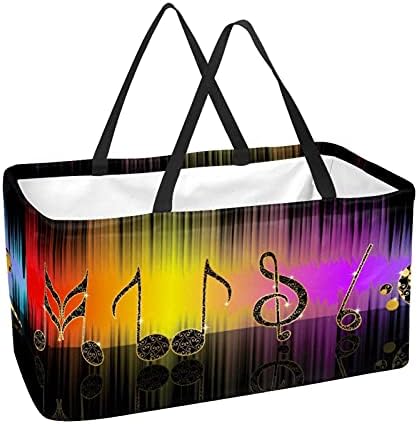 Lorvies Reutilable Grocery Bags Boxes Storage Basket, Music Note