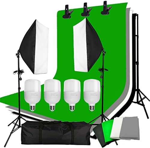 SJYDQ 4PCS 25W LED Photo Studio SoftBox Soft Box Lighting Backdrop 2x2m Suporte de suporte de suporte Stand Kit para gravação de vídeo