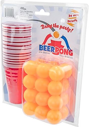 Setty Odd Novelies Beer Pong Set, Copas Vermelhas e bolas de pingue -pongue.