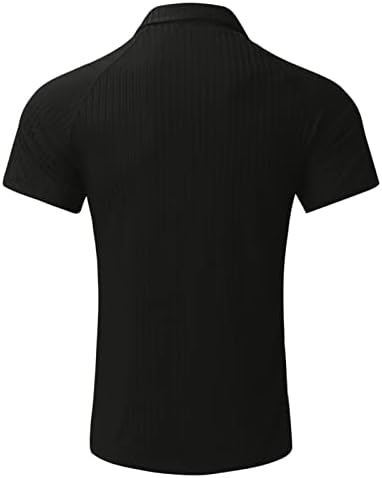 XXBR Camisas de pólo muscular masculino Menina de manga curta Vista V zíper do pescoço Casual clássico Slim Fit Workout Golf Tee Tops