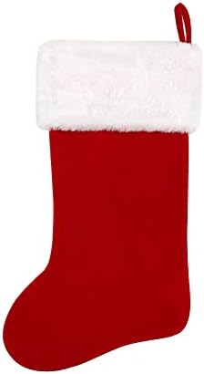 Eoocan 20 polegadas Monograma meias de natal Velvet vermelho com punho super macio de pelúcia de pelúcia bordada meias