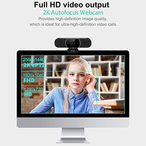3 em 1 webcam - 2K HD USB C Webcam com microfone e alto -falante, som de som estéreo e microfones de cancelamento de ruído, cobertura