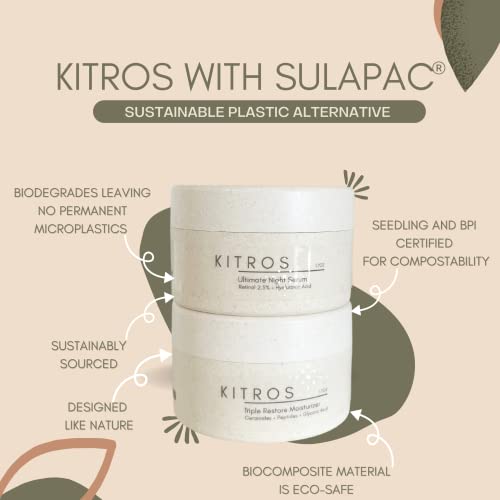 Kitros Ultimate Night Serum: retinol 2,5% + ácido hialurônico - antienvelhecimento e ruga - 1,6 oz de recipiente de composto