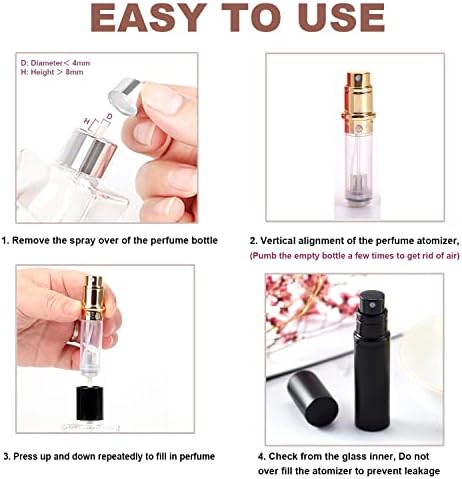 Kayzon Travel Mini Perfume Recarregável Atomizador, Tamanho do bolso Portátil Spray Garman Recipiente de Spray, Fragrância