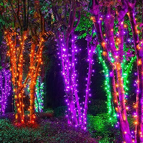 Dazzle Bright Halloween 300 Luzes de cordas LED, luzes de cordas conectáveis ​​de 100 pés com 8 modos de iluminação, decorações de Halloween para suprimentos de carnaval de festa, decoração de jardim de quintal externo em interior