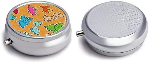 Caixa de comprimidos Doodle Dinosaur Round Medicine Tablet Case portátil Pillbox Vitamin Container Organizer Pills Solder com 3