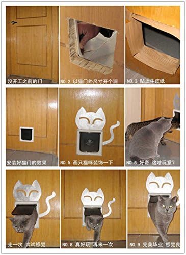 Portas de gato médio porta de gato com trava de 4 vias, kit de porta de estimação magnética Branco, porta de gato resistente ao clima para gatos e cachorros