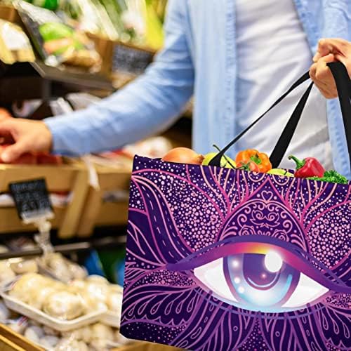 Bolsas de supermercado reutilizáveis ​​de Lorvies Cascas de armazenamento, geometria olho azul colapsável sacolas
