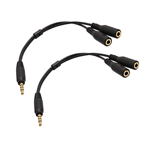 Adaptador de áudio do PartyKindom 2pcs 3. 5 mm 1 homem a 2 dual fêmea de áudio feminino