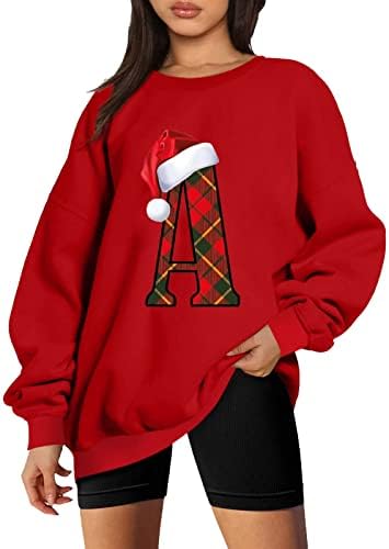 Fandream feminino moletons gráficos de Natal impressão de natal O-pescoço sem camisetas camarada uniforme suéteres de