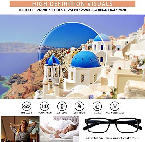 Videbla 5 pares Lendo óculos de qualidade Leitores de qualidade Os óculos de dobradiças para homens Mulheres Blue Blocking
