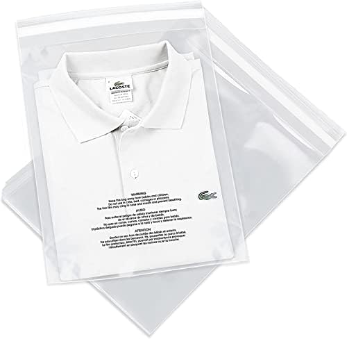 Spartan Industrial - 13 ”x 15” self SEAL Sacos poli transparentes com aviso de asfixia para embalagens, camisetas e FBA - adesivo