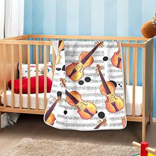 Pigsaly Violins Partitária Cobertores de bebê 30 x 40 em manchas de tinta Notas de música