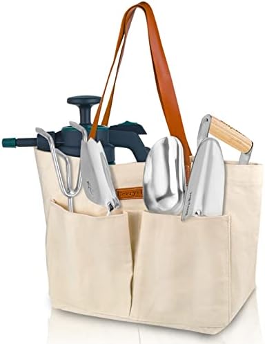 Bolsa de ferramentas de jardim de bagas e pássaros, bolsa de jardim de lona com bolsos, bolsa de armazenamento de ferramentas para vários