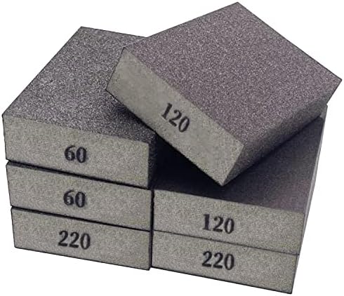 TNISESM 6PCS Lixando blocos 60/120/220 grãos 3 especificações diferentes, esponja de areia fina grossa de areia fina, lavável
