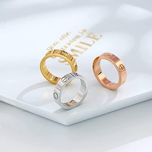 sxzqarw amor anéis com design de parafuso para mulheres anéis de banda ouro 18k titânio aço de anel de casamento jóias de