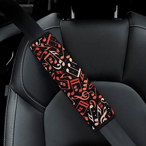 Notas musicais vermelhas capa de cinto de segurança do carro almofadas de cinto de segurança fofas Aldeias de ombro confortáveis