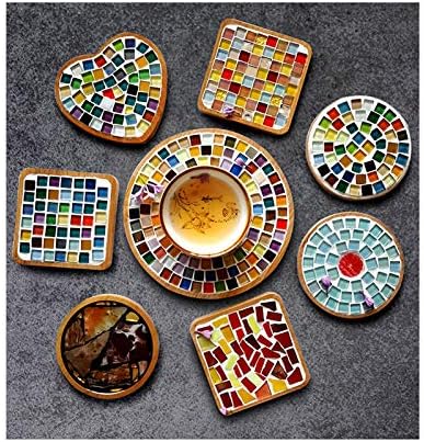 100 peças Mosaic Tiles quadrados de mosaico de cristal de laranja Vidro de vitral para artesanato DIY Frames de imagens DIY